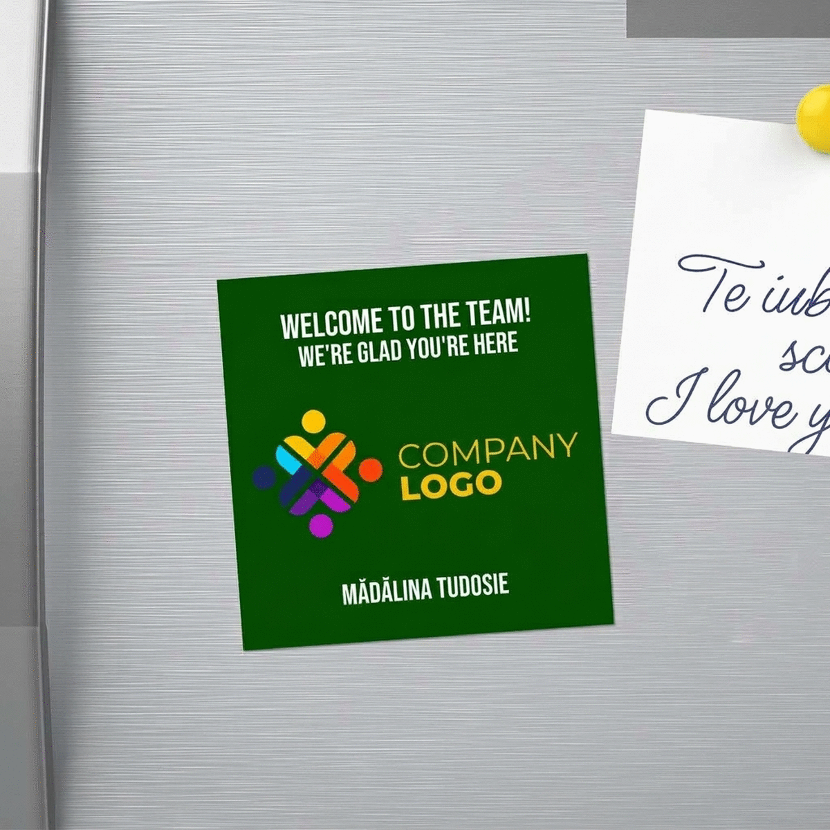 Magnes 10x10 z nadrukiem logo i tekstu – Welcome
