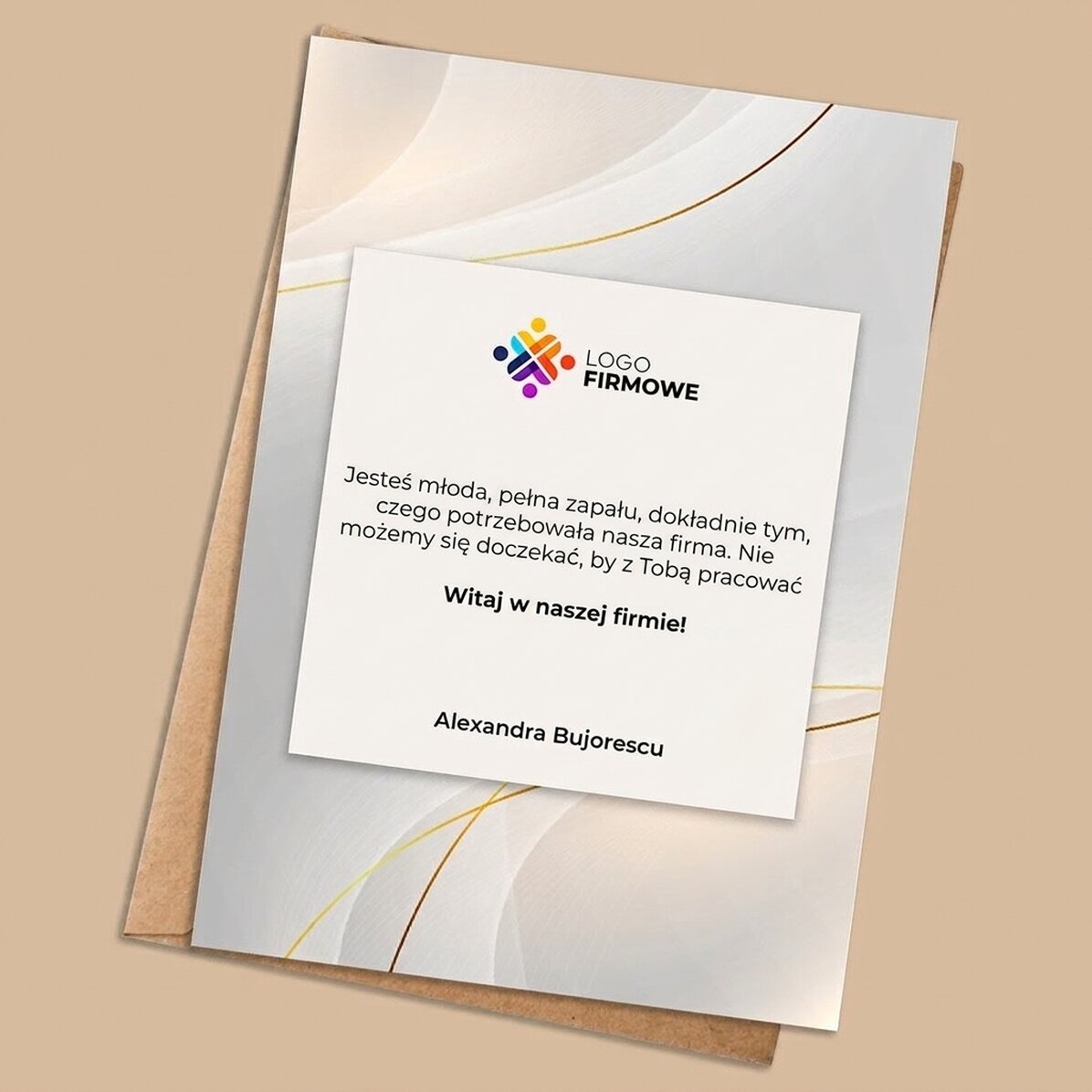 Spersonalizowana karta z logo i napisem – Welcome