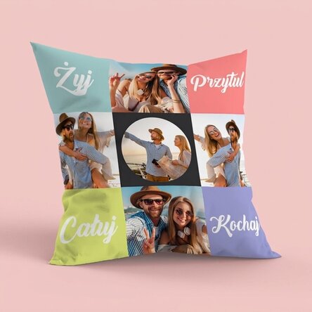 Spersonalizowana poduszka z 5 zdjęciami, duży format – Joyful