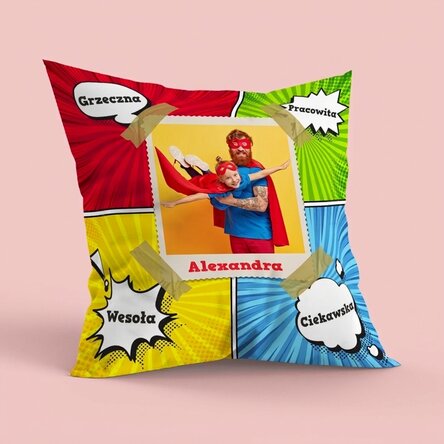 Spersonalizowana poduszka ze zdjęciem, duży format – Comics
