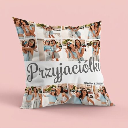Spersonalizowana poduszka z 12 zdjęciami, duży format – Besties