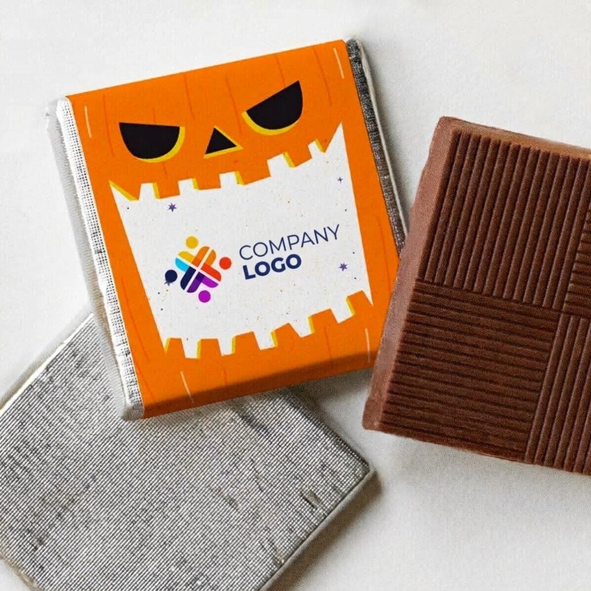 Mini czekoladka z indywidualnym nadrukiem z logo i napisem na Halloween – dynia