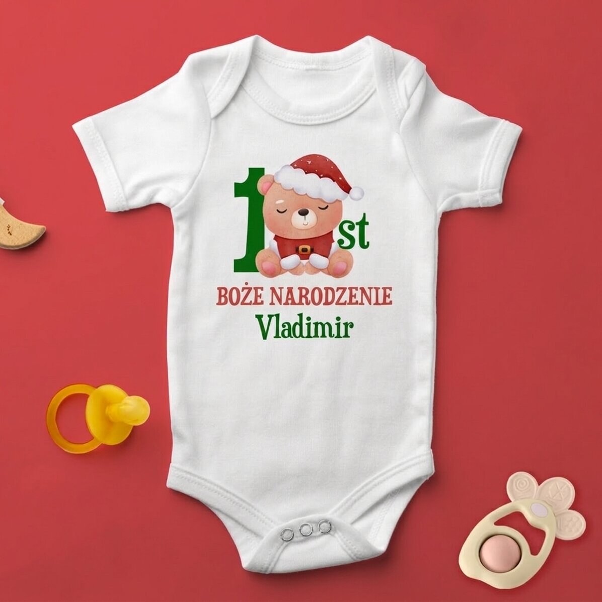 Body dla dzieci z indywidualnym napisem – Pierwsze Święta Bożego Narodzenia