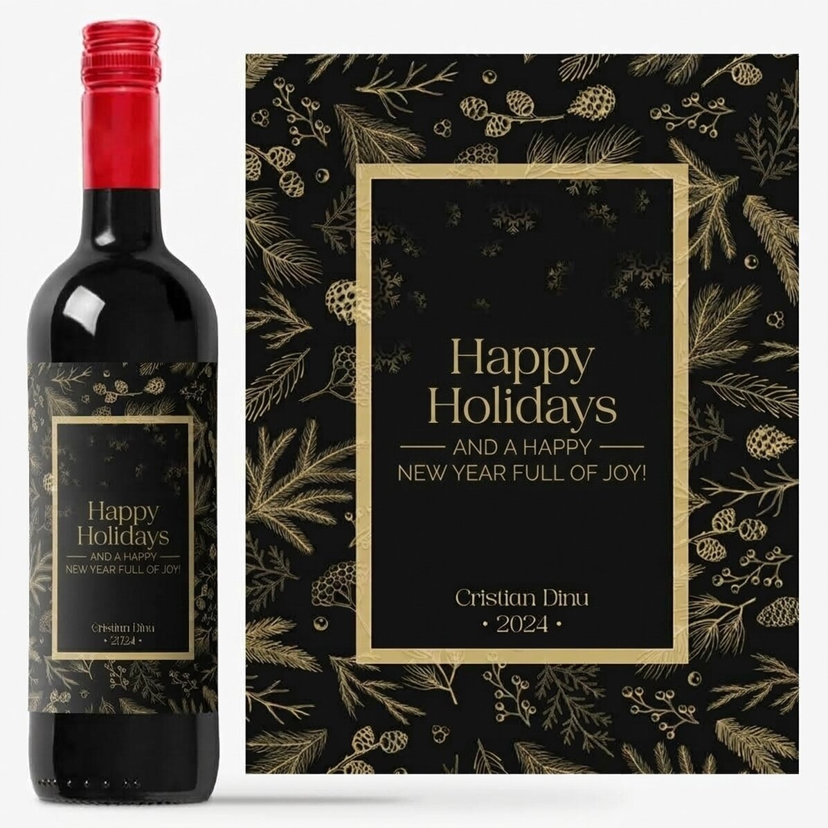 Wino z indywidualnym napisem – Elegant Christmas