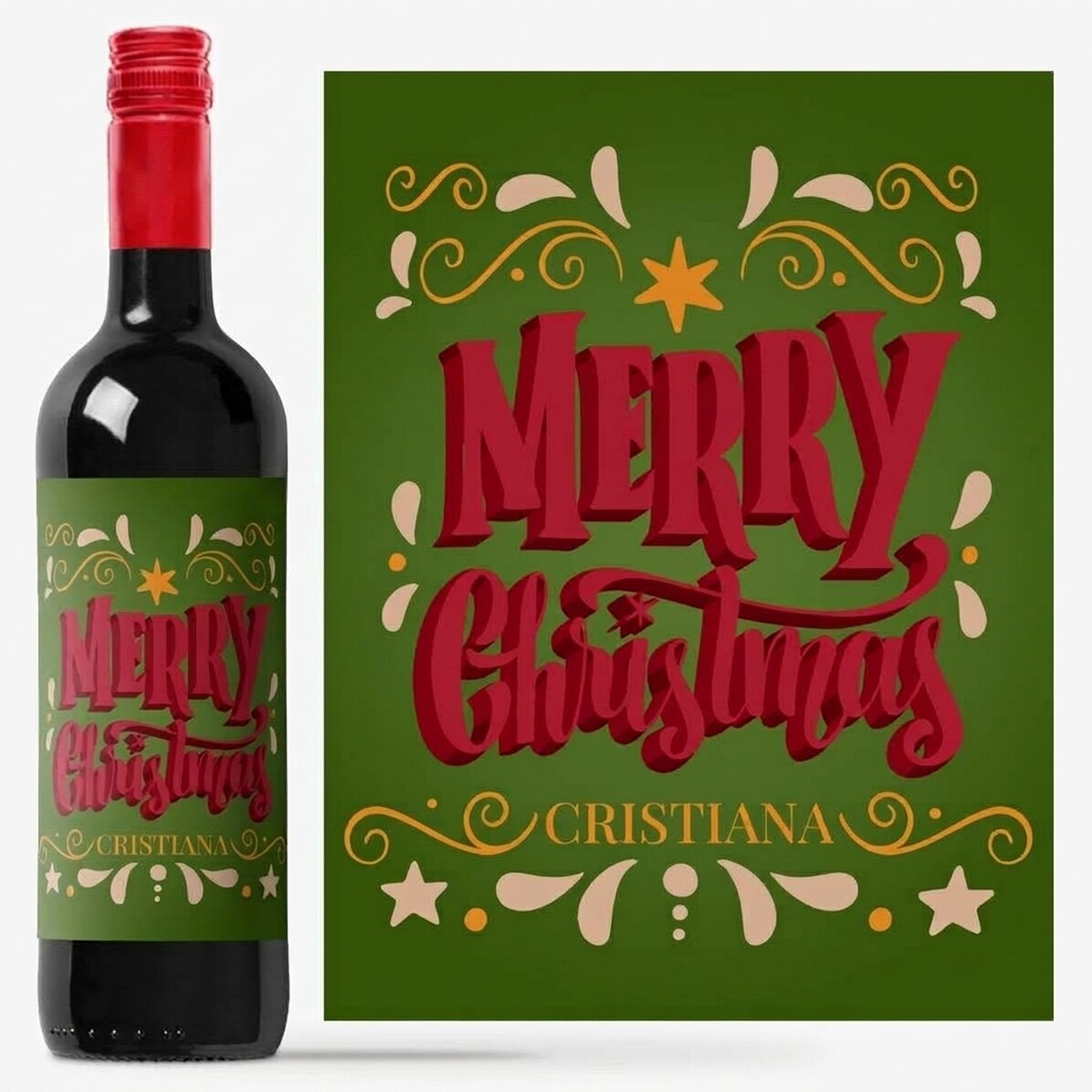 Wino z indywidualnym napisem – Merry Christmas