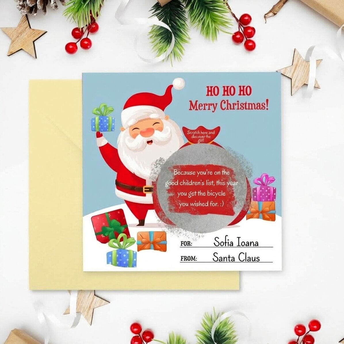 Personalised scratch card with text - Christmas gift