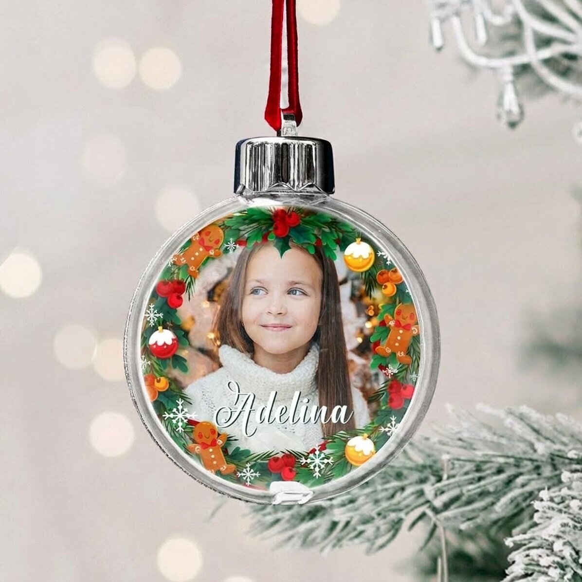 Spersonalizowana kula ze zdjęciem i napisem – Gingerbread