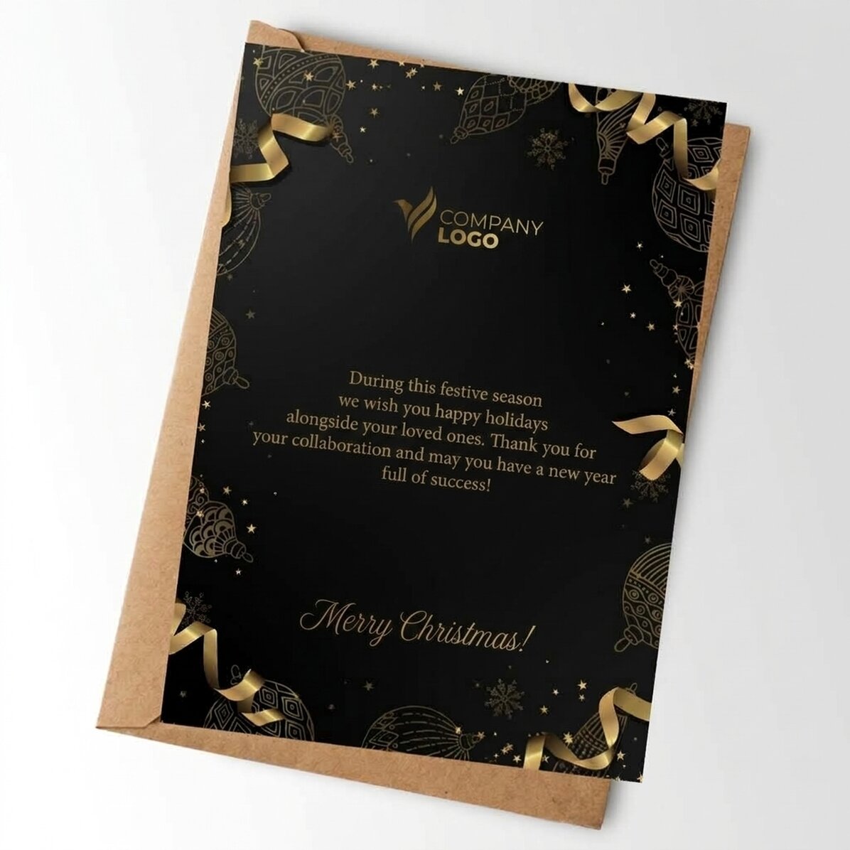 Spersonalizowana kartka z logo i napisem – Golden Christmas