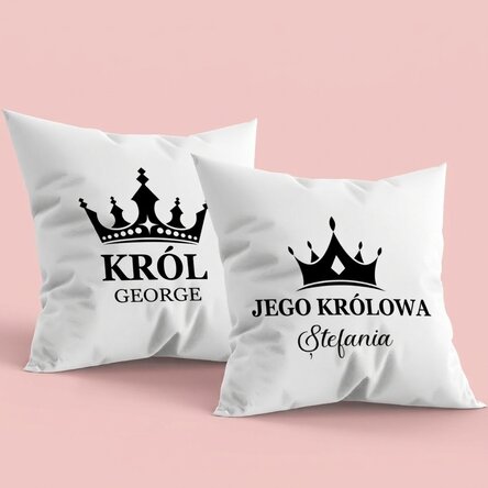 Zestaw 2 poduszek z indywidualnym nadrukiem – The King & His Queen
