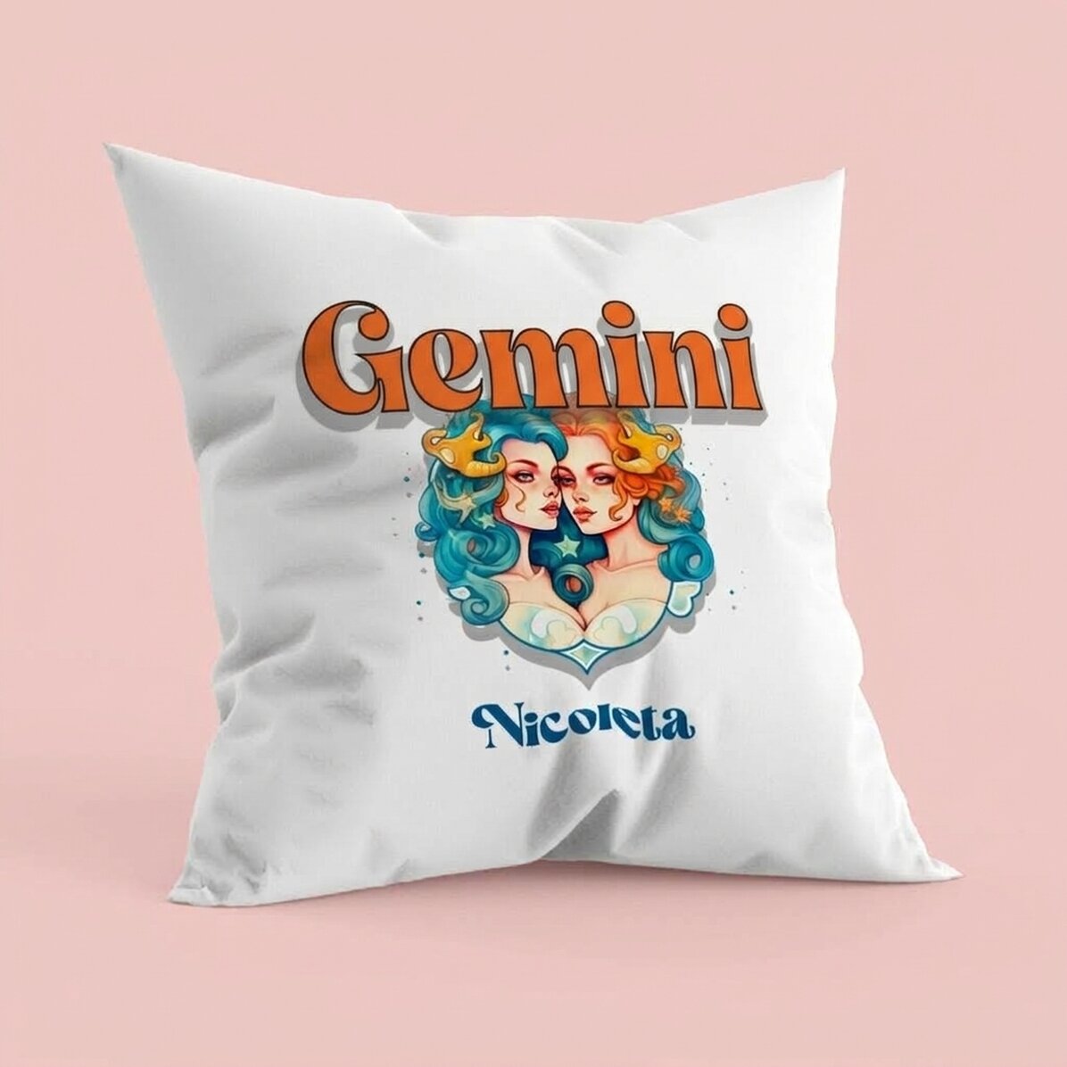 Personalised cushion with name and zodiac sign - Gemini