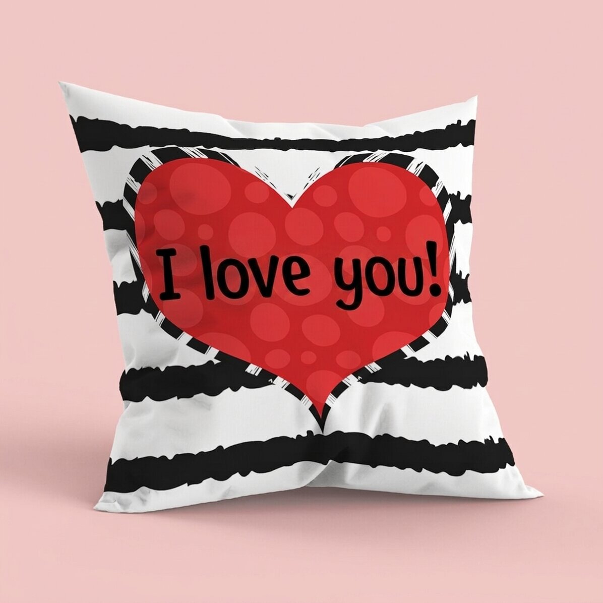 Spersonalizowana poduszka z napisem, duży rozmiar – Doodle heart
