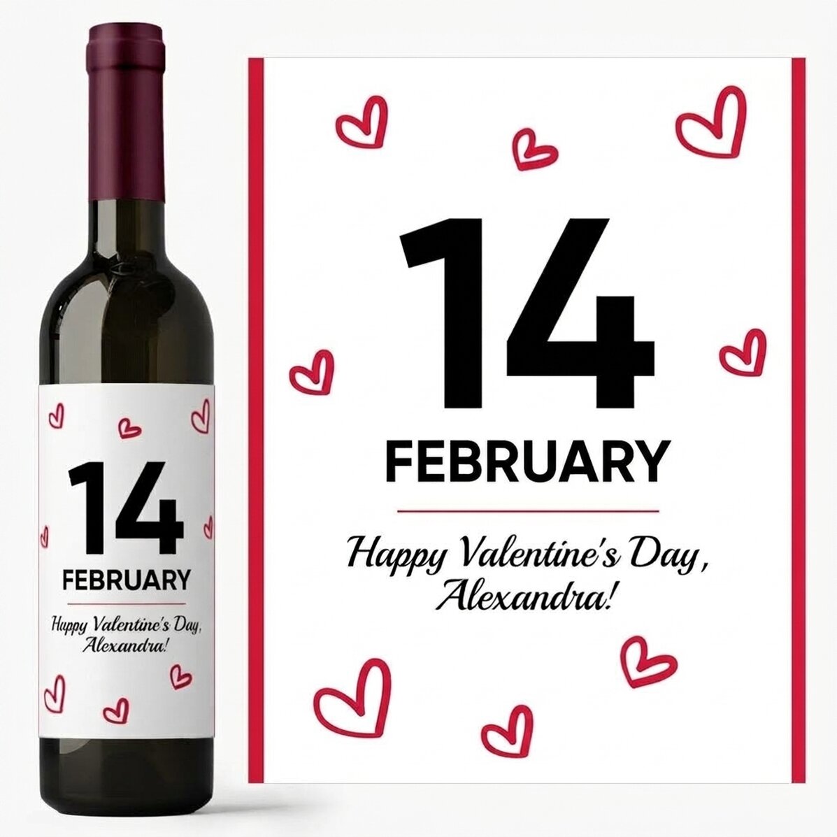 Wino z indywidualnym napisem – Hearts