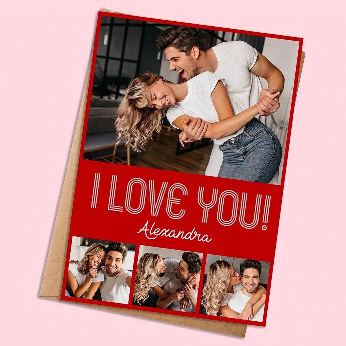 Spersonalizowana kartka z 4 zdjęciami i tekstem – Modern love