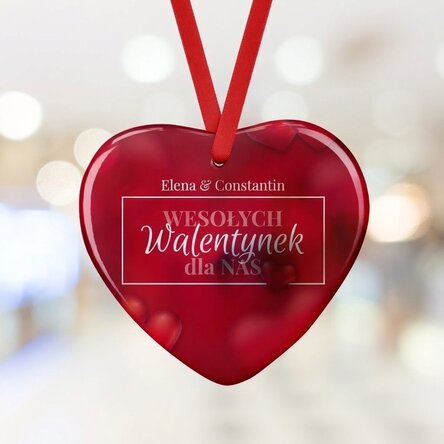 Spersonalizowana zawieszka w kształcie serca z napisem – Love & Hearts