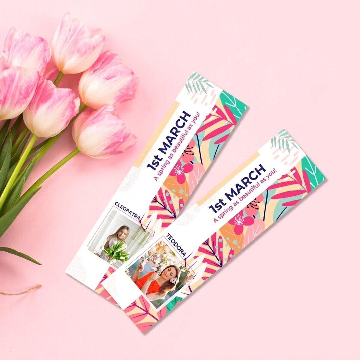 Spersonalizowana zakładka z zdjęciem i tekstem – Floral