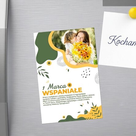Spersonalizowany magnes 10x15 ze zdjęciem i napisem – Hello spring