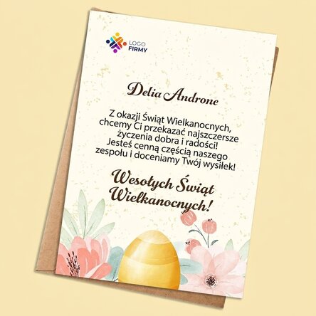 Spersonalizowana kartka z logo i życzeniami wielkanocnymi – Floral