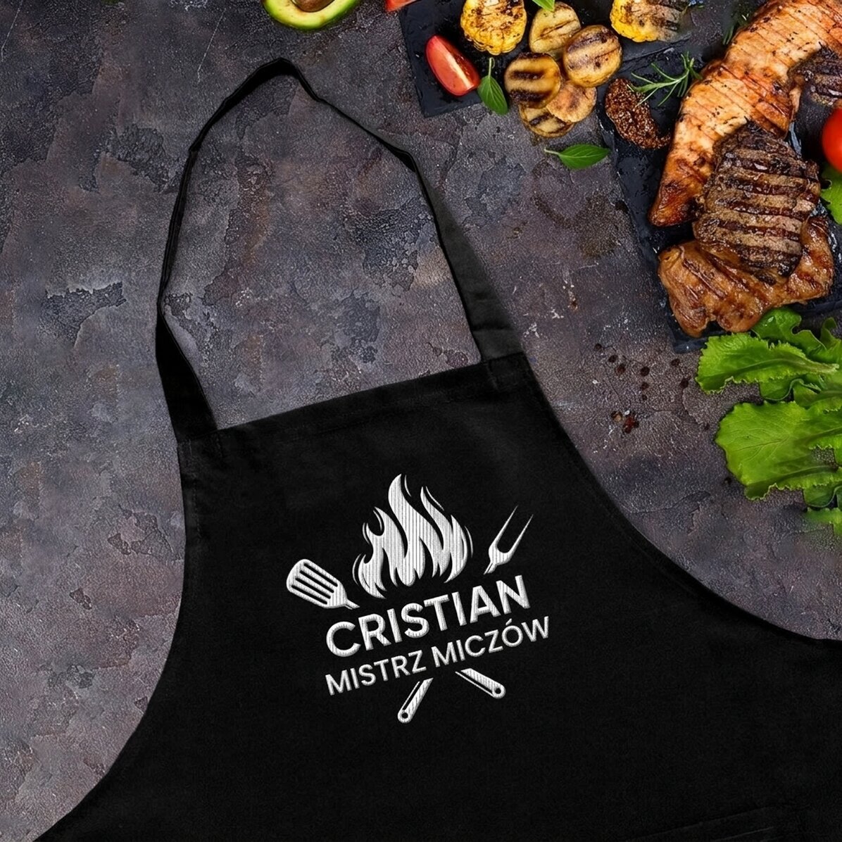 Fartuch z indywidualnym nadrukiem – Mistrz grillowania