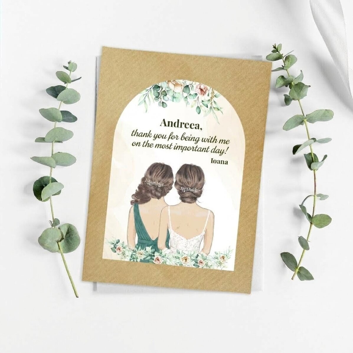 Personalised plantable favour with a message for bridesmaids