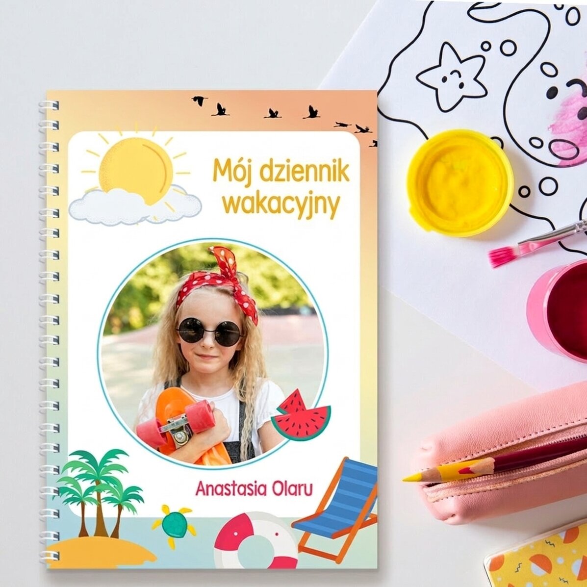 Spis z imieniem i zdjęciem oraz tekstem – Dziennik z wakacji