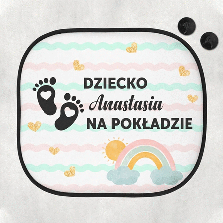Spersonalizowana osłona przeciwsłoneczna do samochodu z napisem – „Baby on board”