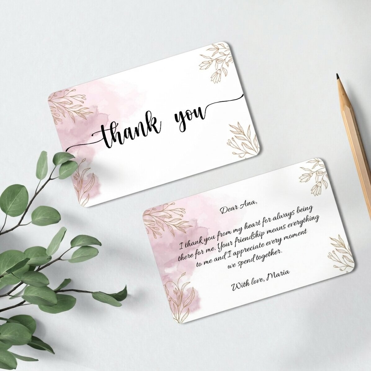 Spersonalizowana karta aluminiowa z nadrukiem po obu stronach z napisem – Thank you