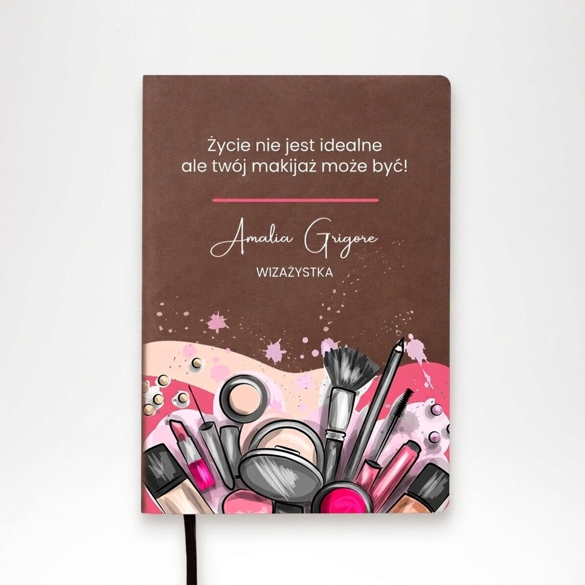 Spersonalizowany, kolorowy notes ze skóry z napisem – Makeup Artist