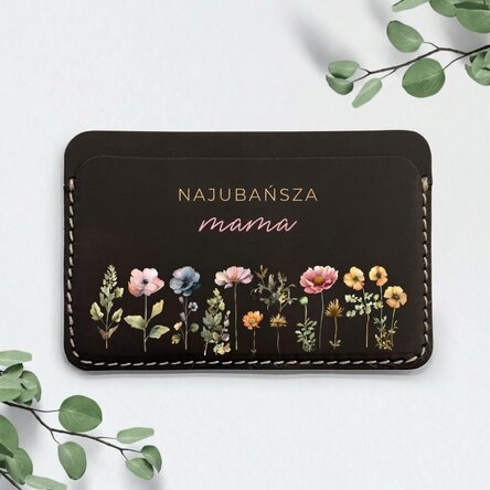 Spersonalizowany kolorowy portfel skórzany z napisem – Floral