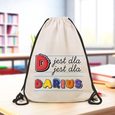 Plecak z imieniem i napisem na zamówienie – wzór z dinozaurem