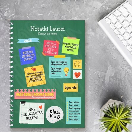 Spis z notatkami z indywidualnym napisem – Moje notatki