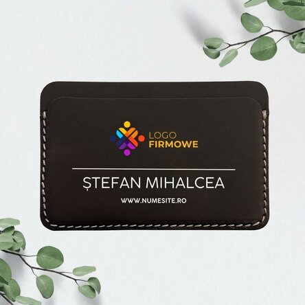 Spersonalizowany kolorowy portfel skórzany z logo i napisem
