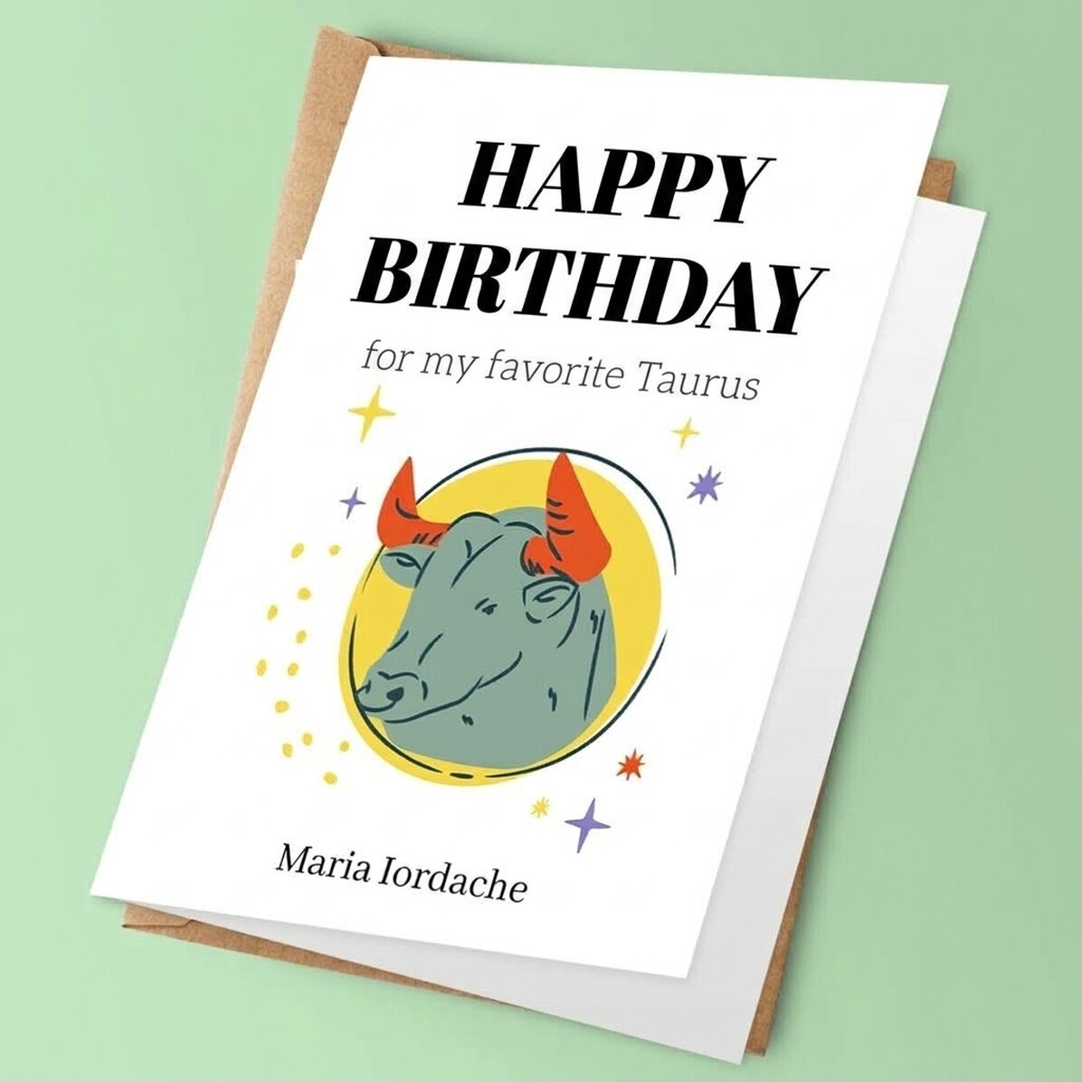 Spersonalizowana kartka z życzeniami z tekstem – znak zodiaku Byk