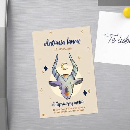 Spersonalizowany magnes 10 x 15 cm z napisem – znak zodiaku Koziorożec