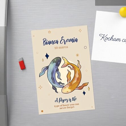 Spersonalizowany magnes 10 x 15 cm z napisem – znak zodiaku Ryby