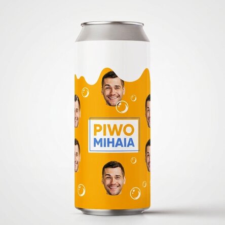 Piwo w puszce z indywidualnym nadrukiem tekstowym i zdjęciem