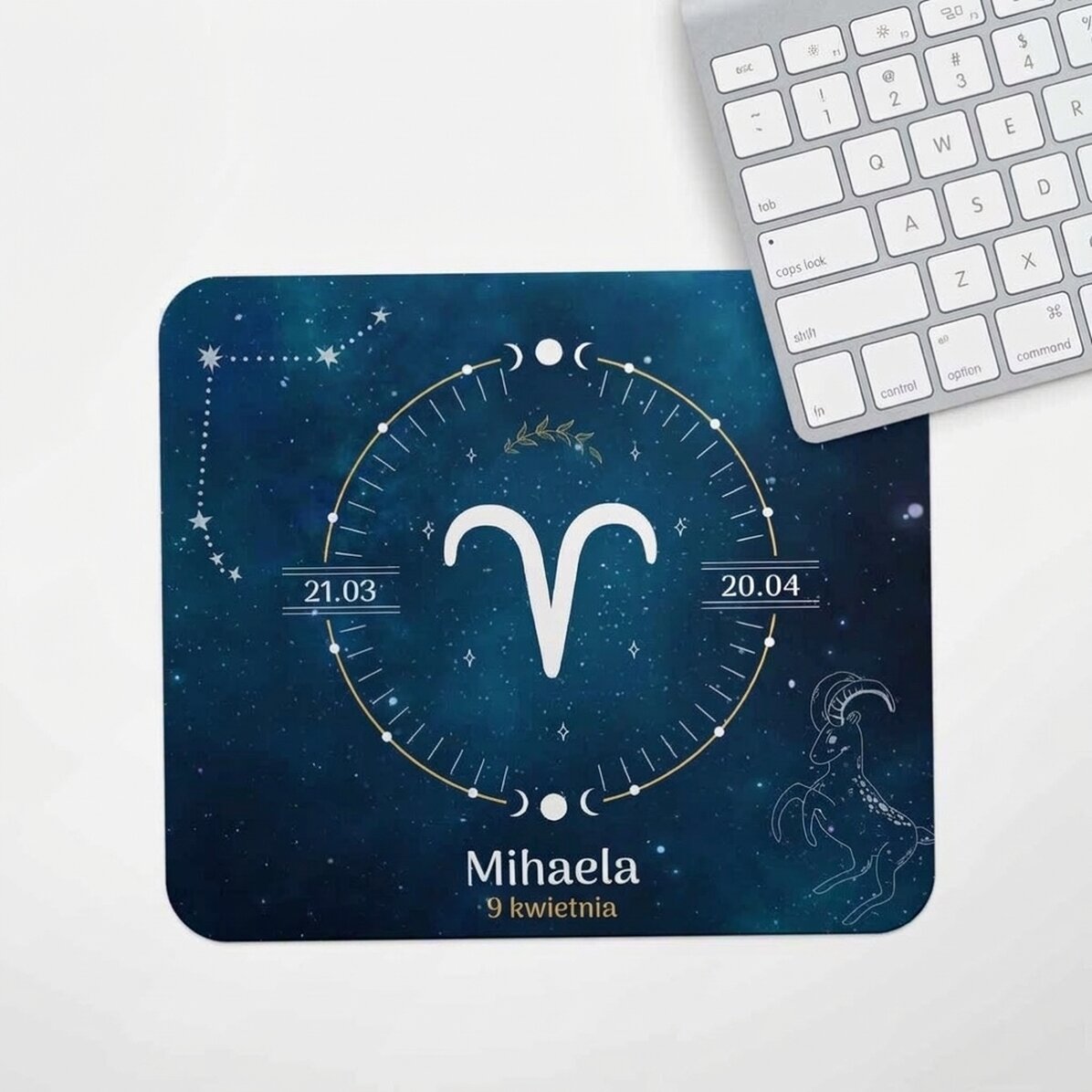 Spodek pod mysz z indywidualnym napisem – znak zodiaku Baran