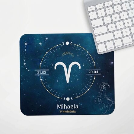 Spodek pod mysz z indywidualnym napisem – znak zodiaku Baran