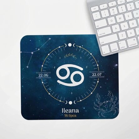 Spodek pod mysz z indywidualnym napisem – znak zodiaku Rak