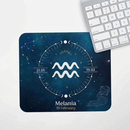 Personalised mouse pad with text - Aquarius zodiac sign