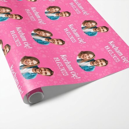 Papier do pakowania prezentów z indywidualnym nadrukiem tekstu i zdjęcia – Kocham cię!