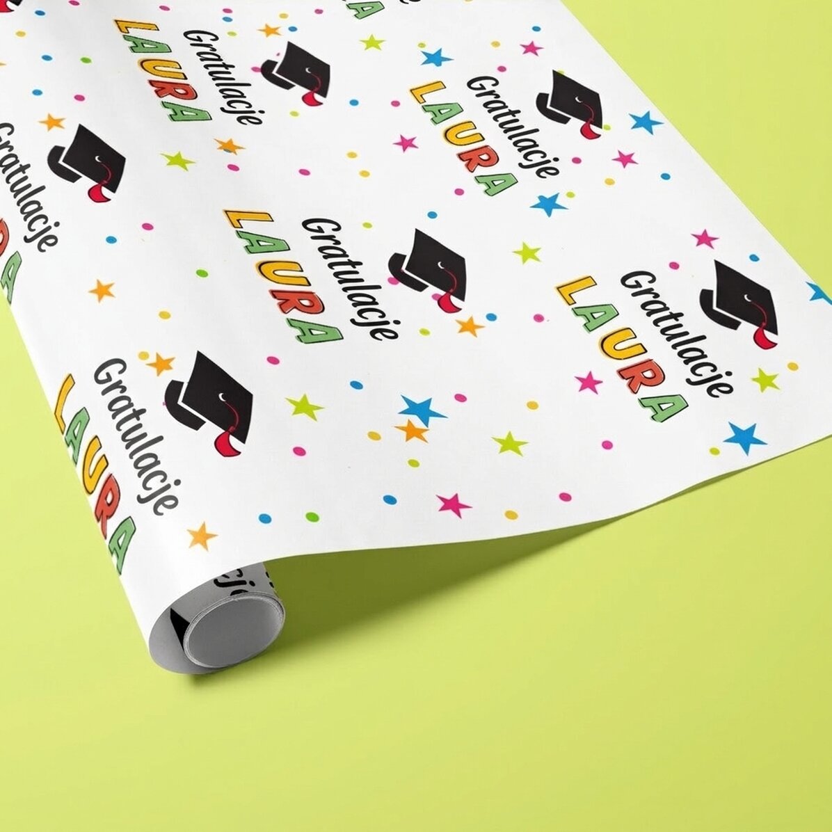 Papier do pakowania prezentów z indywidualnym napisem – Ukończenie szkoły