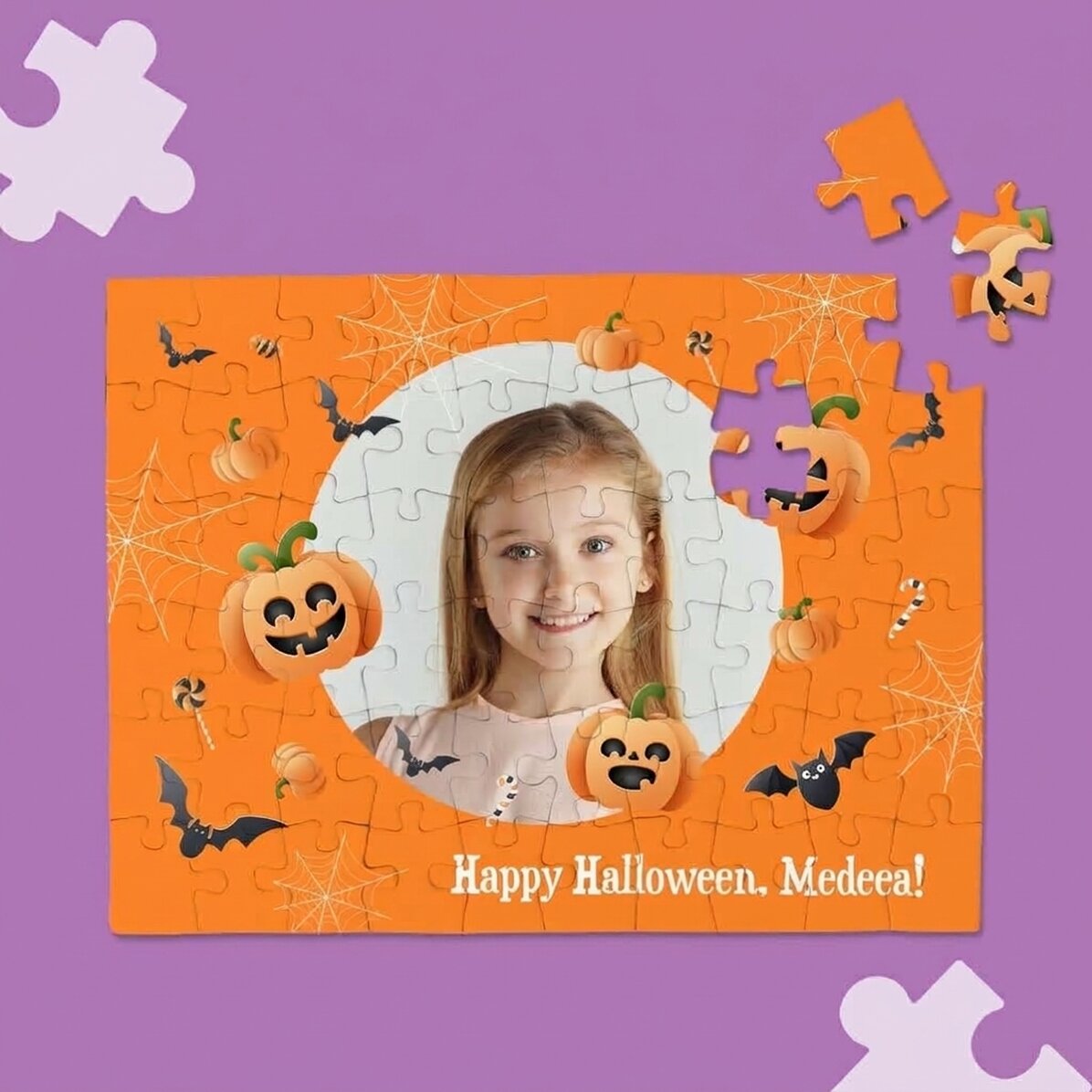 Spersonalizowana układanka ze zdjęciem i napisem – Wesołego Halloween