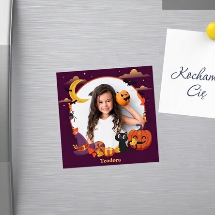 Magnes 10x10 z własnym zdjęciem i napisem – Happy Halloween