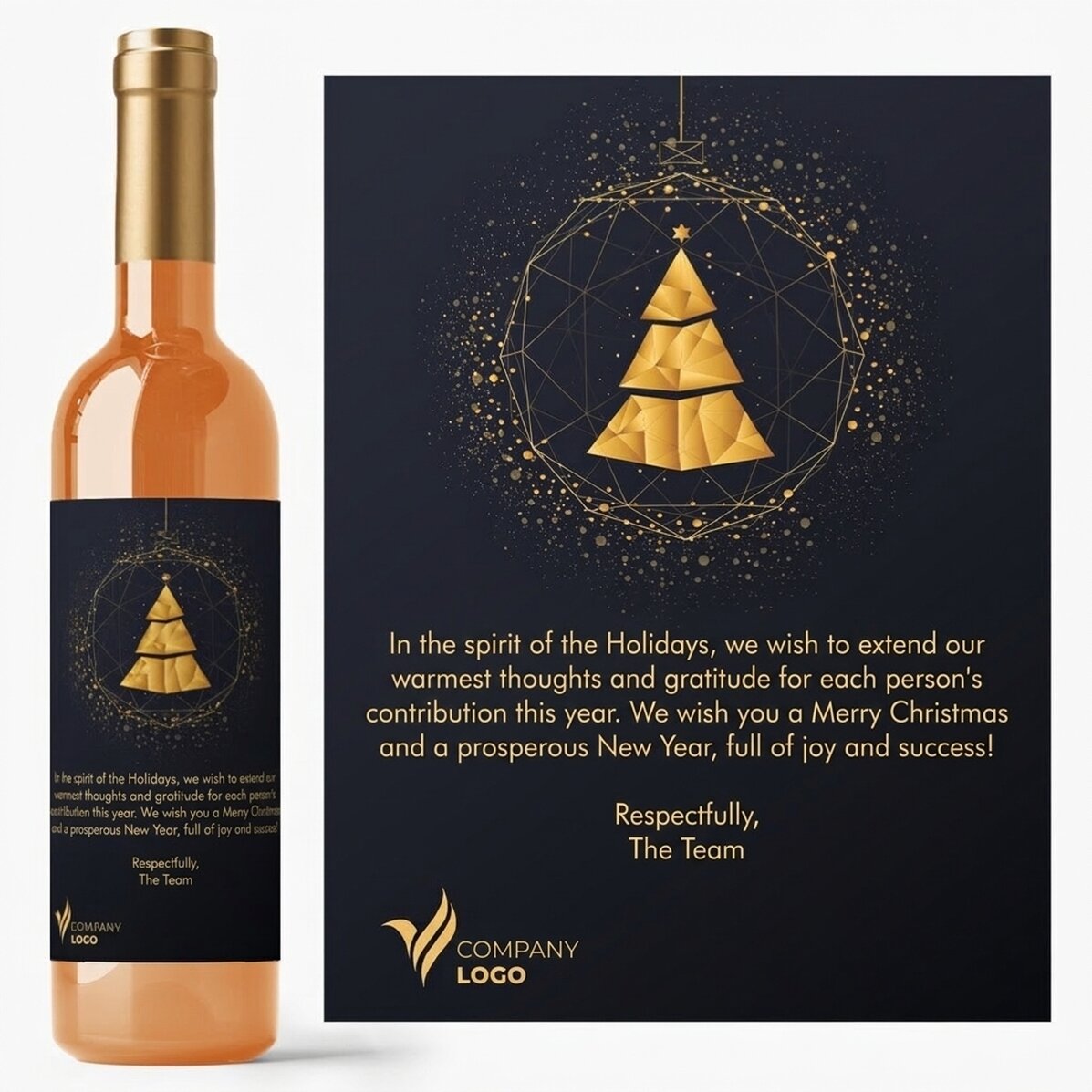 Wino z indywidualnym nadrukiem: logo, tekst i wiadomość – Gold
