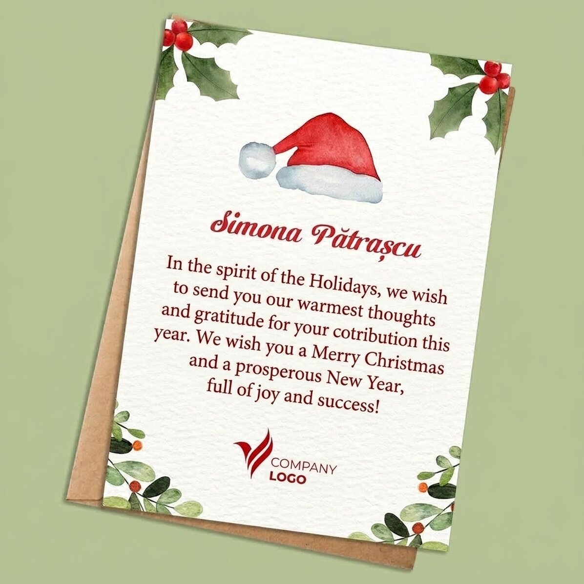 Spersonalizowana kartka z logo i napisem – Santa