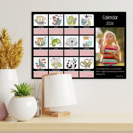 Spersonalizowany plakat-kalendarz ze zdjęciem i wiadomością – Kids