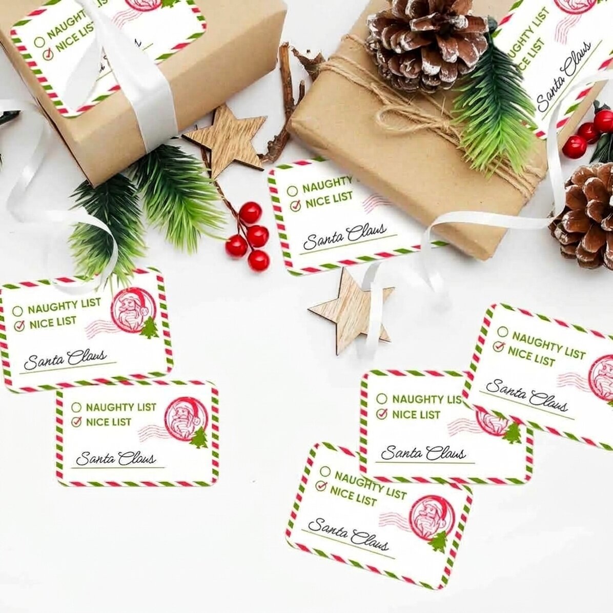 Zestaw 8 spersonalizowanych naklejek (samoprzylepnych etykiet) – Naughty List