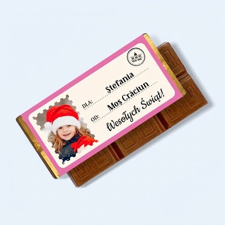 Mini tabliczka czekolady spersonalizowana ze zdjęciem i wiadomością – Z miłością, Święty Mikołaj