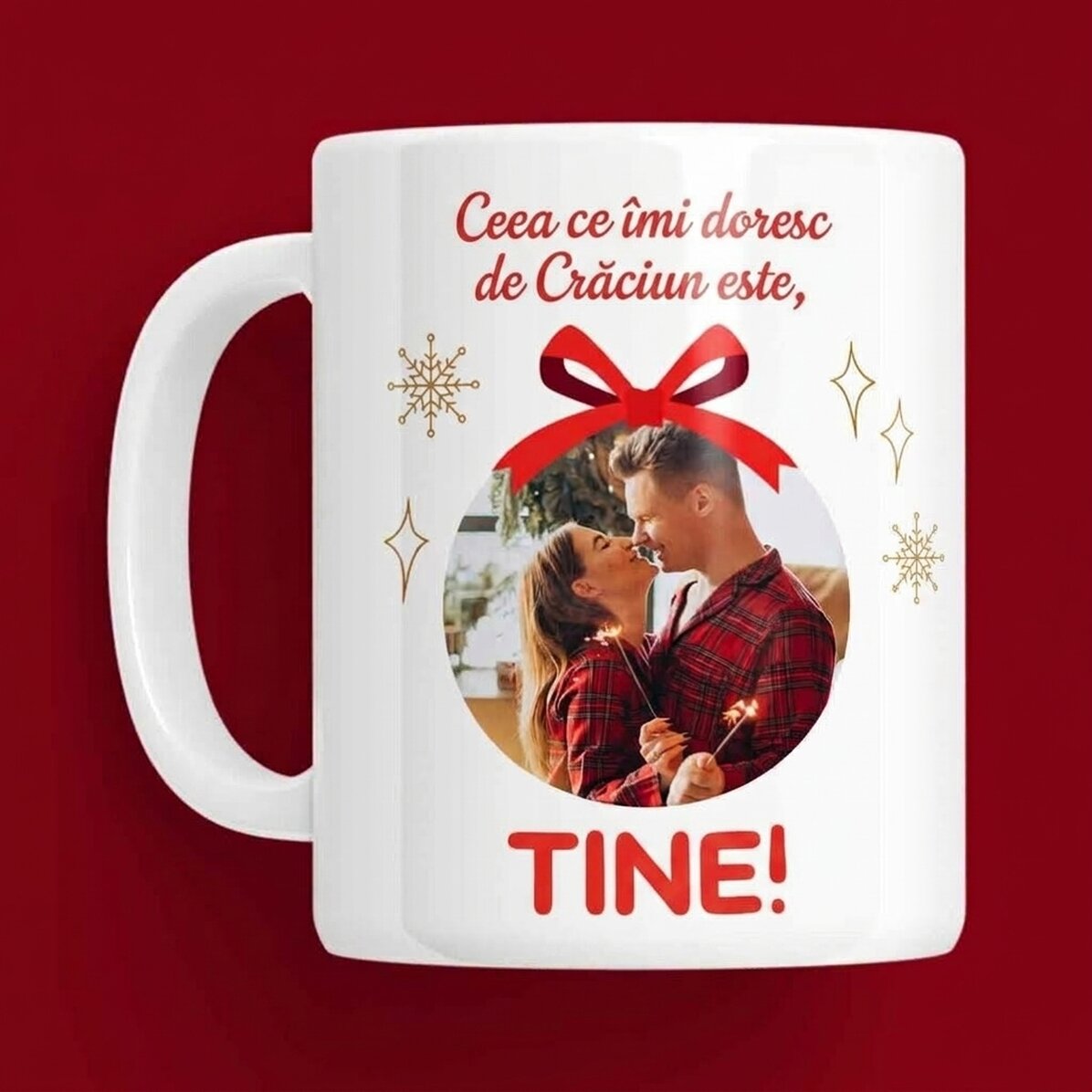 Spersonalizowany kubek z napisem i zdjęciami – „What I want for Christmas”