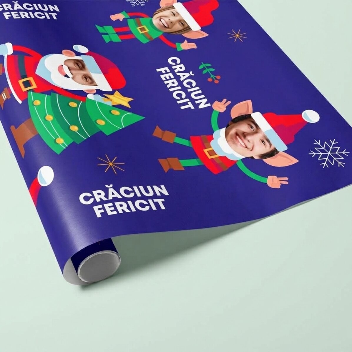 Spersonalizowany papier do pakowania prezentów z 5 zdjęciami – Funny Christmas